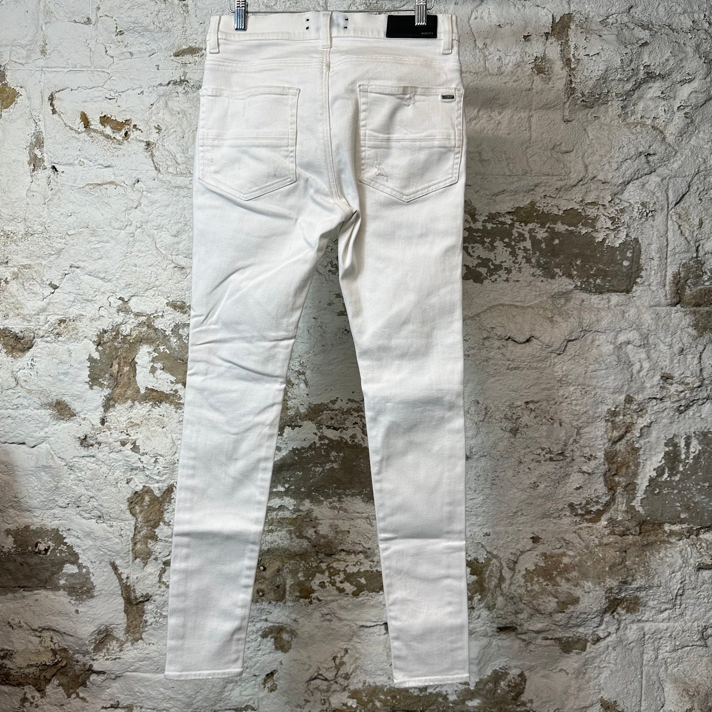Amiri MX1 White Leather White Denim Jeans Sz 31