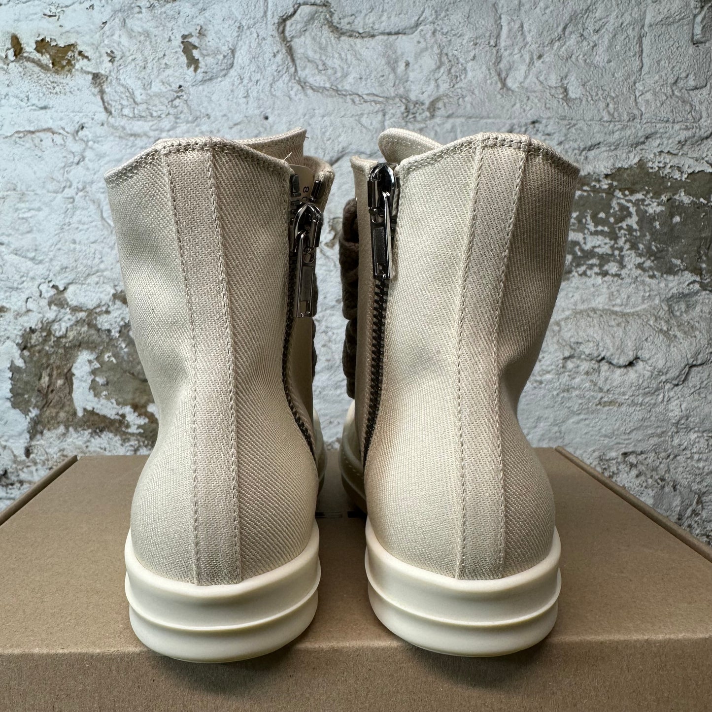 Rick Owens High Jumbo Lace Canvas Milk Sneaker DS