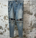 Amiri MX2 Multicolor Flannel Blue Denim Jeans Sz 38