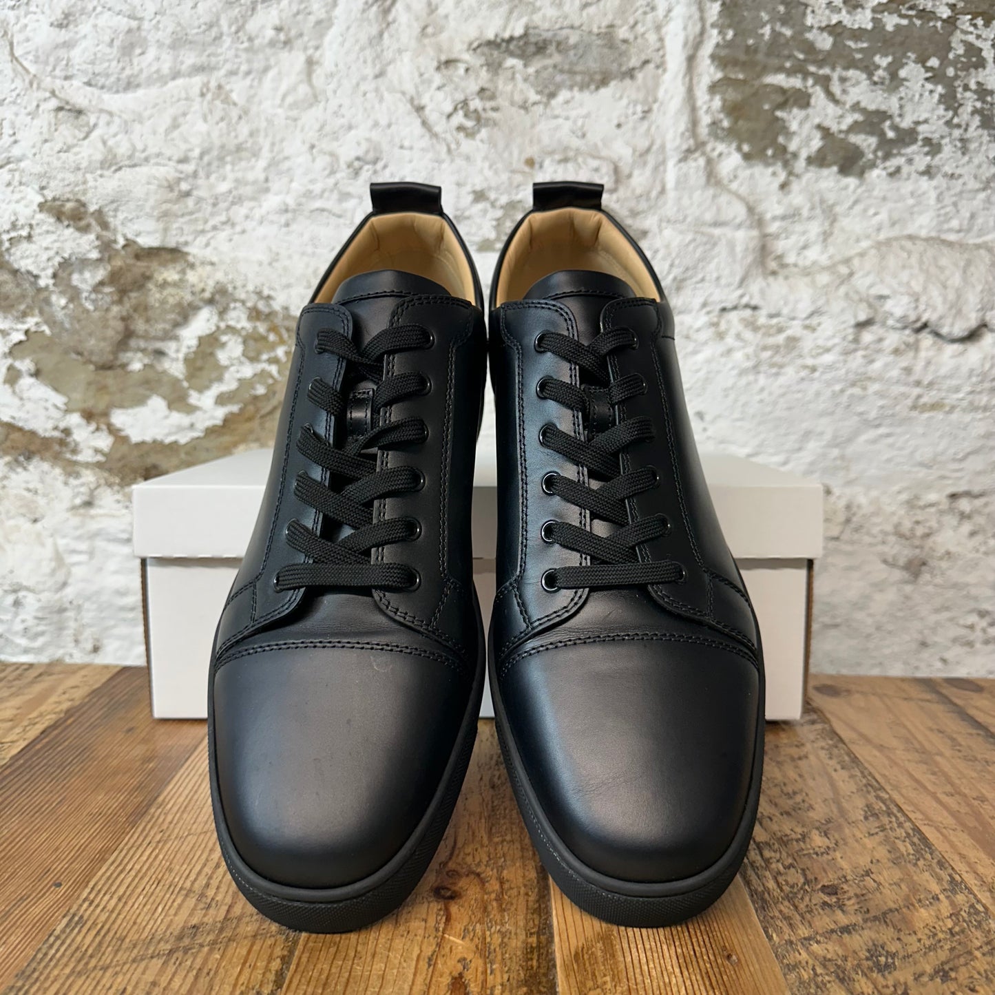 Christian Louboutin Low Black Leather Sneaker Sz 15 (48) No Box