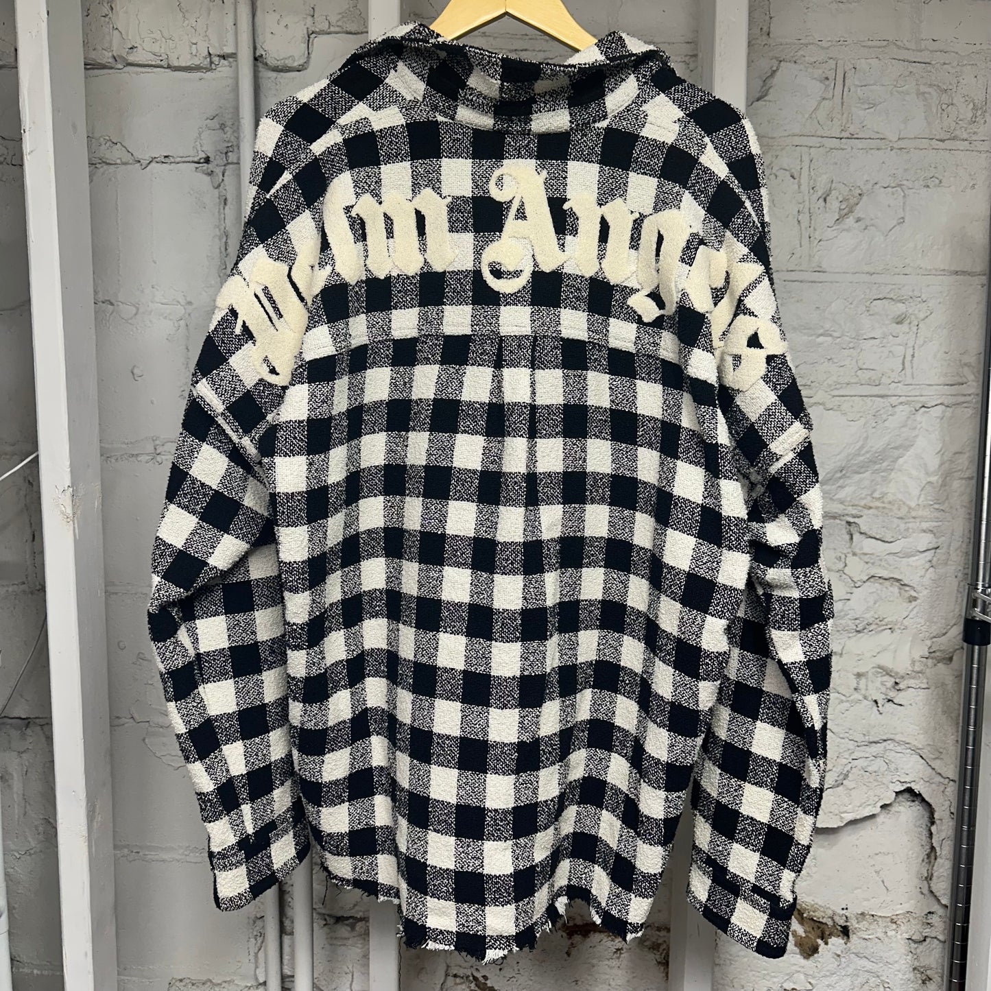 Palm Angels Black White Flannel Sz L