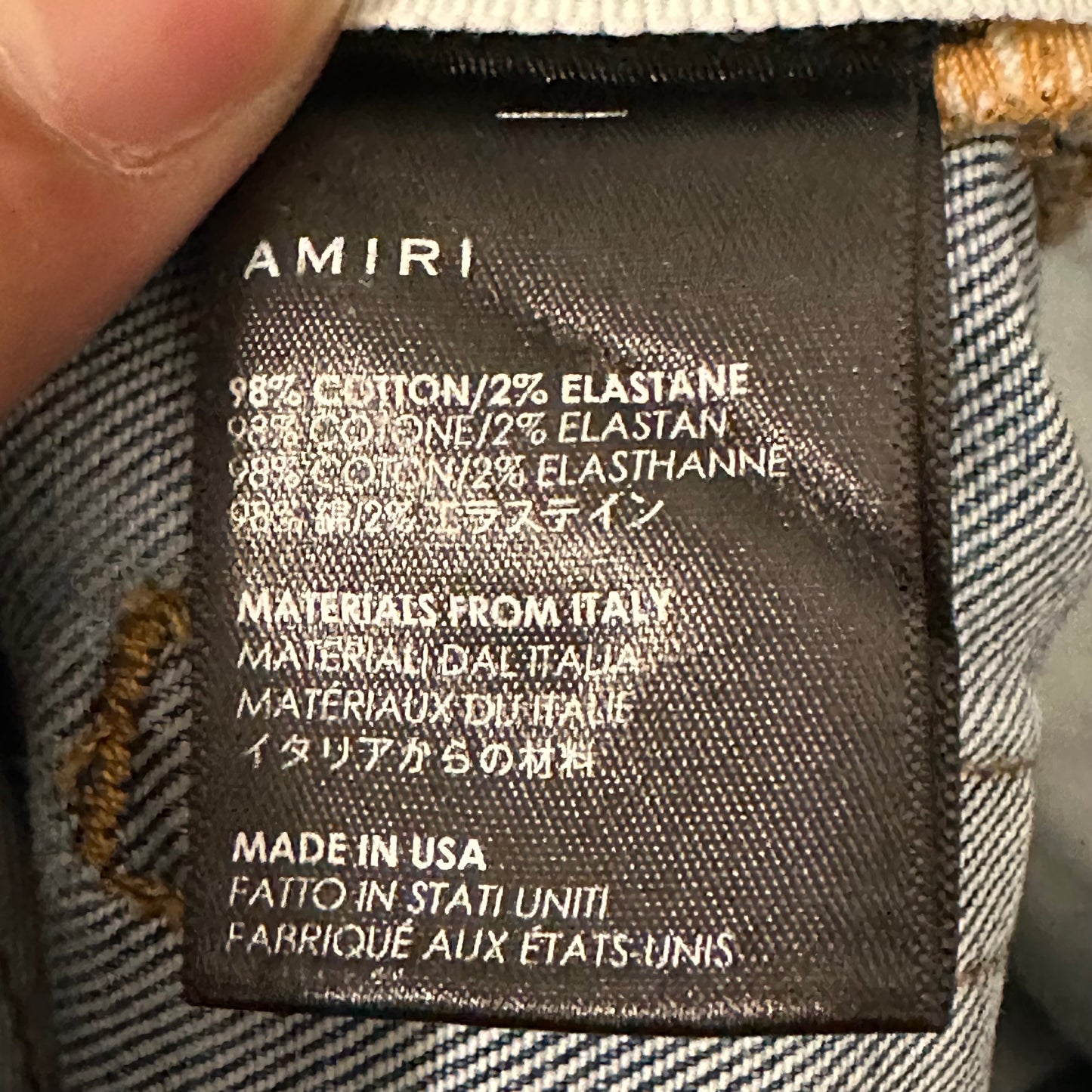 Amiri Knee Hole Paint Splatter Blue Denim Jeans Sz 32