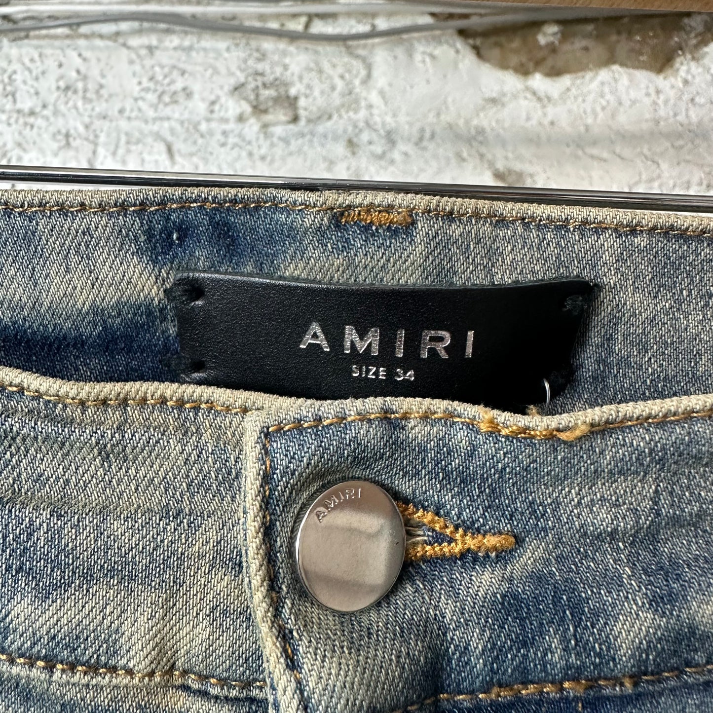 Amiri MX1 Blue Paisley Acid Wash Blue Denim Jeans Sz 34