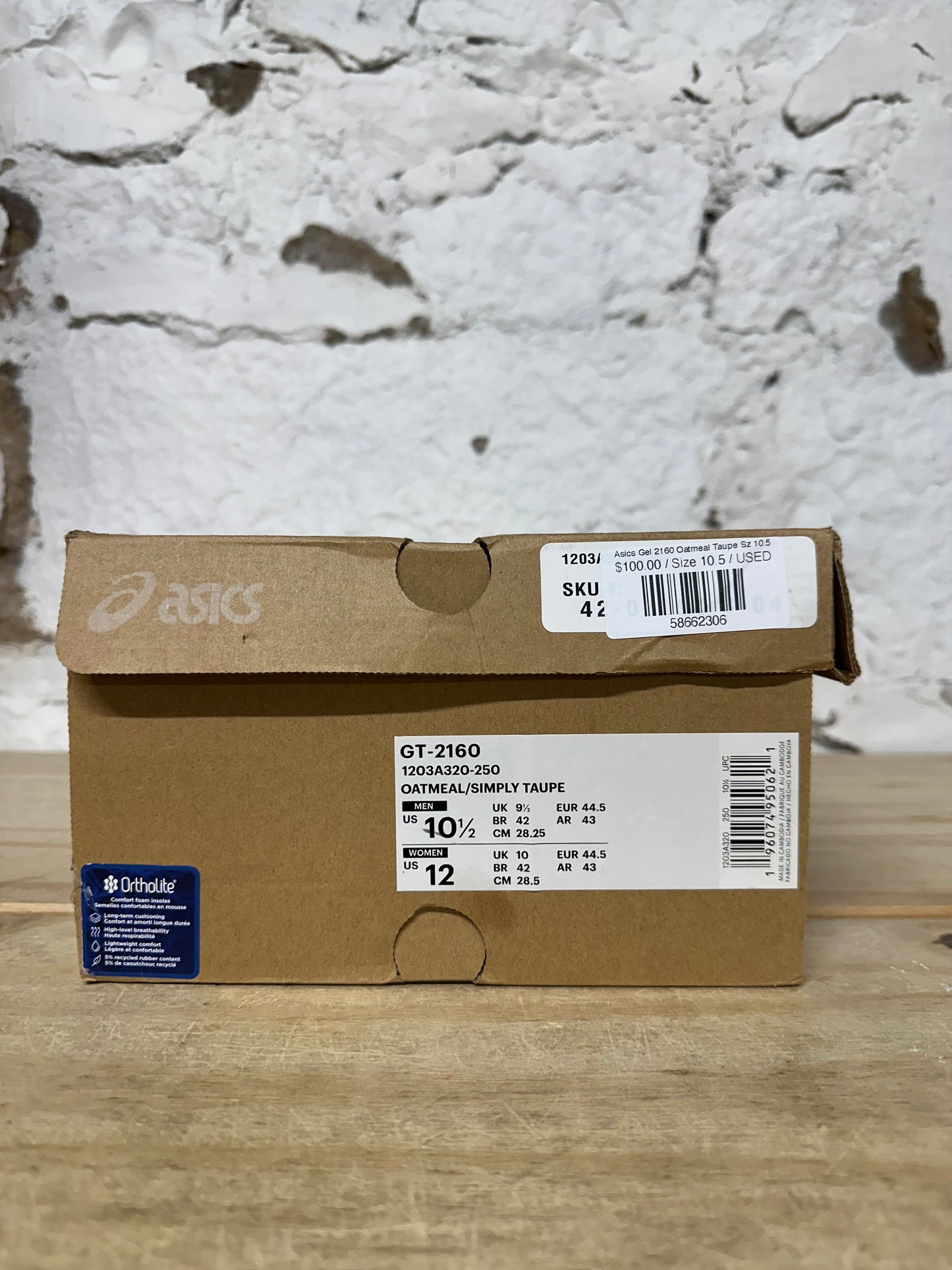 Asics Gel-2160 Oatmeal Taupe Sz 10.5