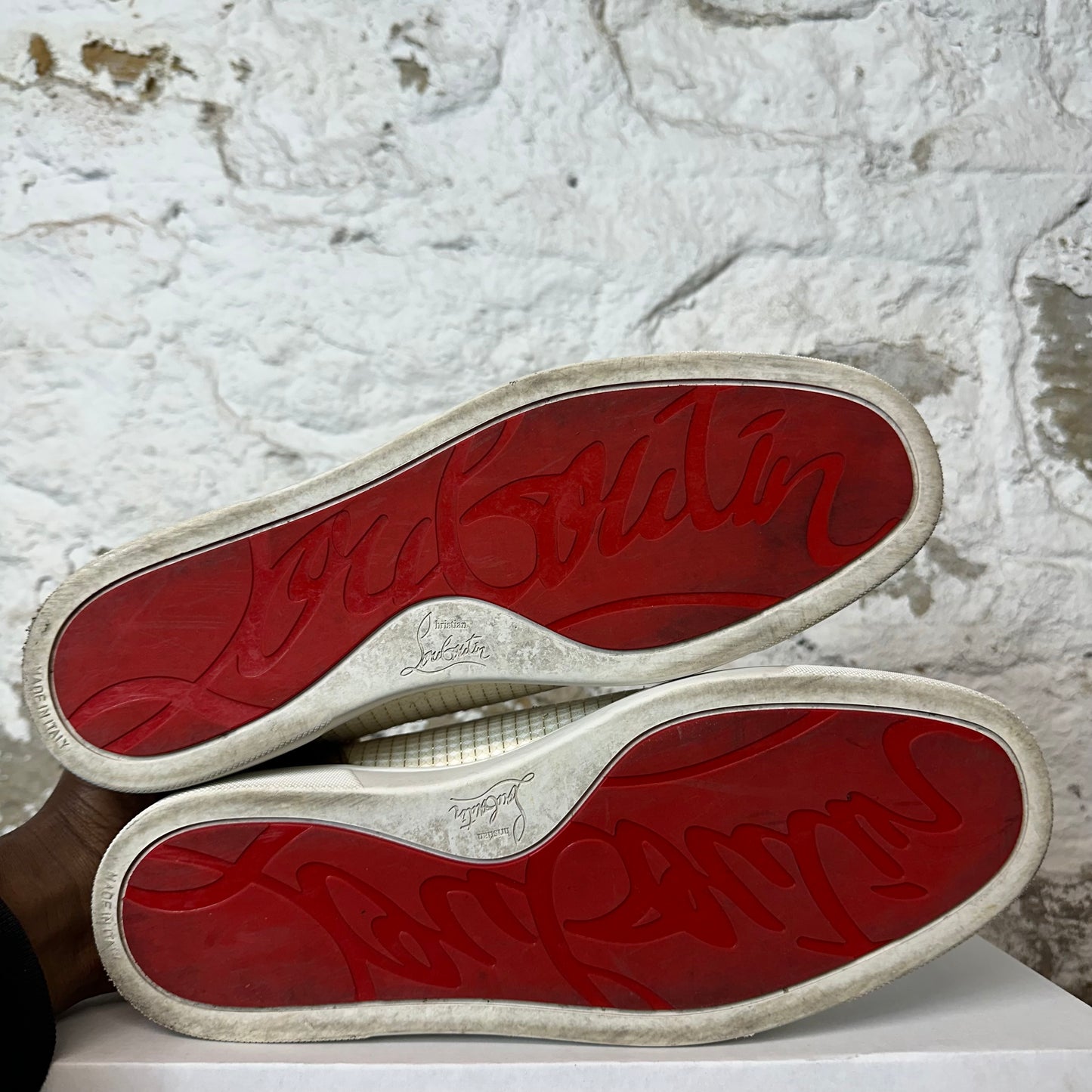 Christian Louboutin Gold Cream Black Spike Sneaker Sz 11 (44)