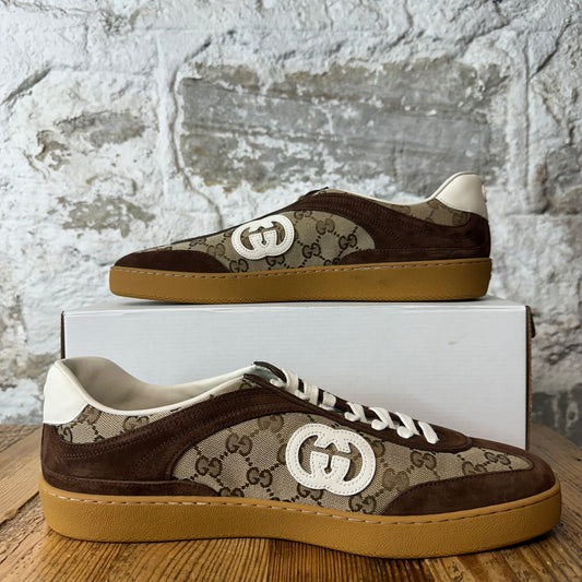 Gucci G75 Brown Suede GG Monogram Sneaker Sz 12 DS