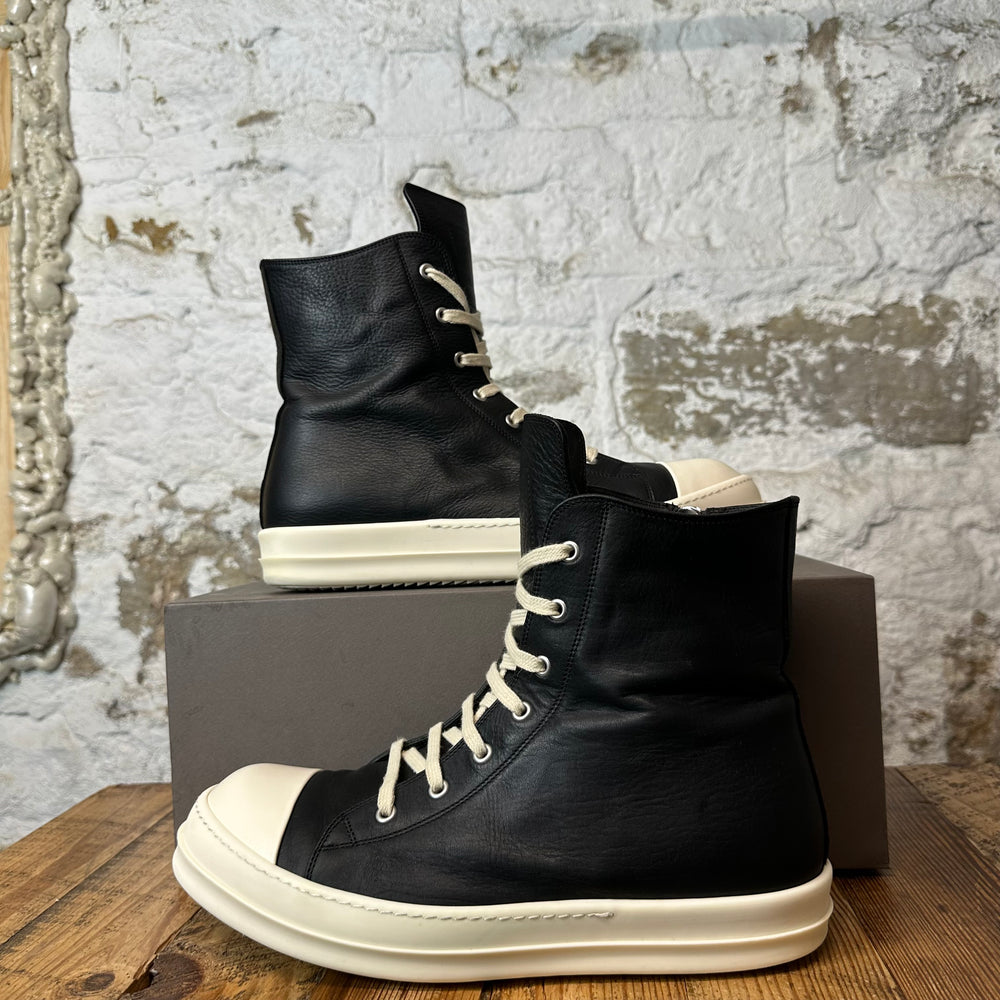 Rick Owens High Black Leather Milk Sneaker Sz 12 (45)