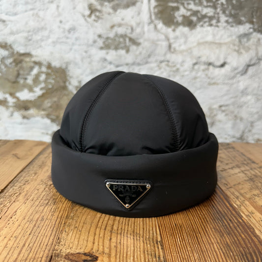 Prada Renylon Padded Black Beanie Sz XL