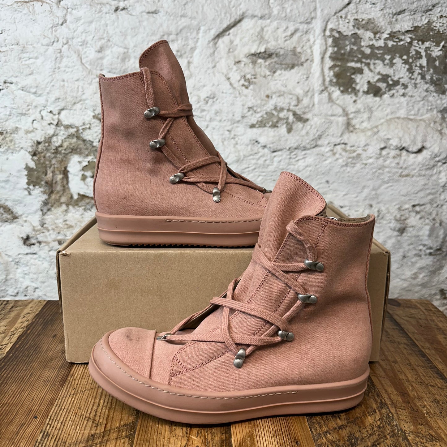 Rick Owens High Hexa Lace Dark Pink Sz 7.5 (40.5)
