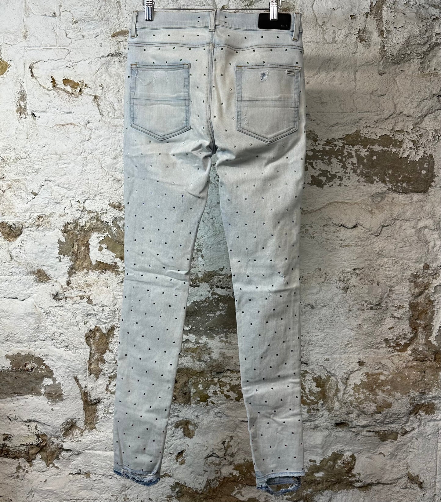 Amiri Gradient Rhinestone Lightwash Blue Denim Jeans Sz 31