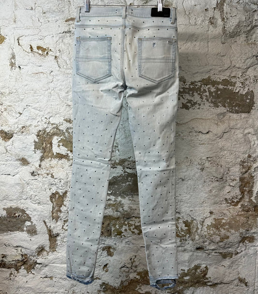 Amiri Gradient Rhinestone Lightwash Blue Denim Jeans Sz 31