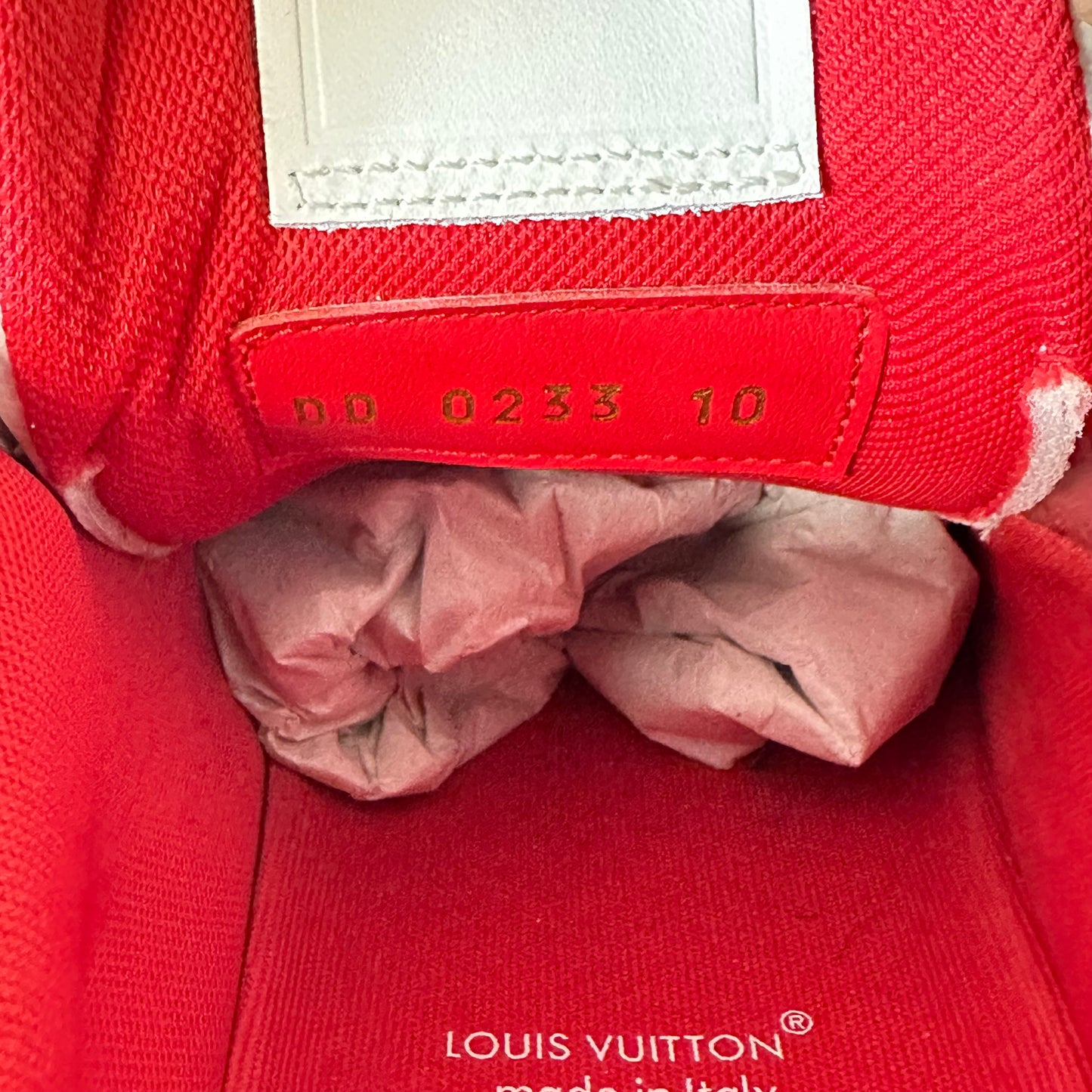 Louis Vuitton White Red Gray Trainer Sz 11.5 (10LV)