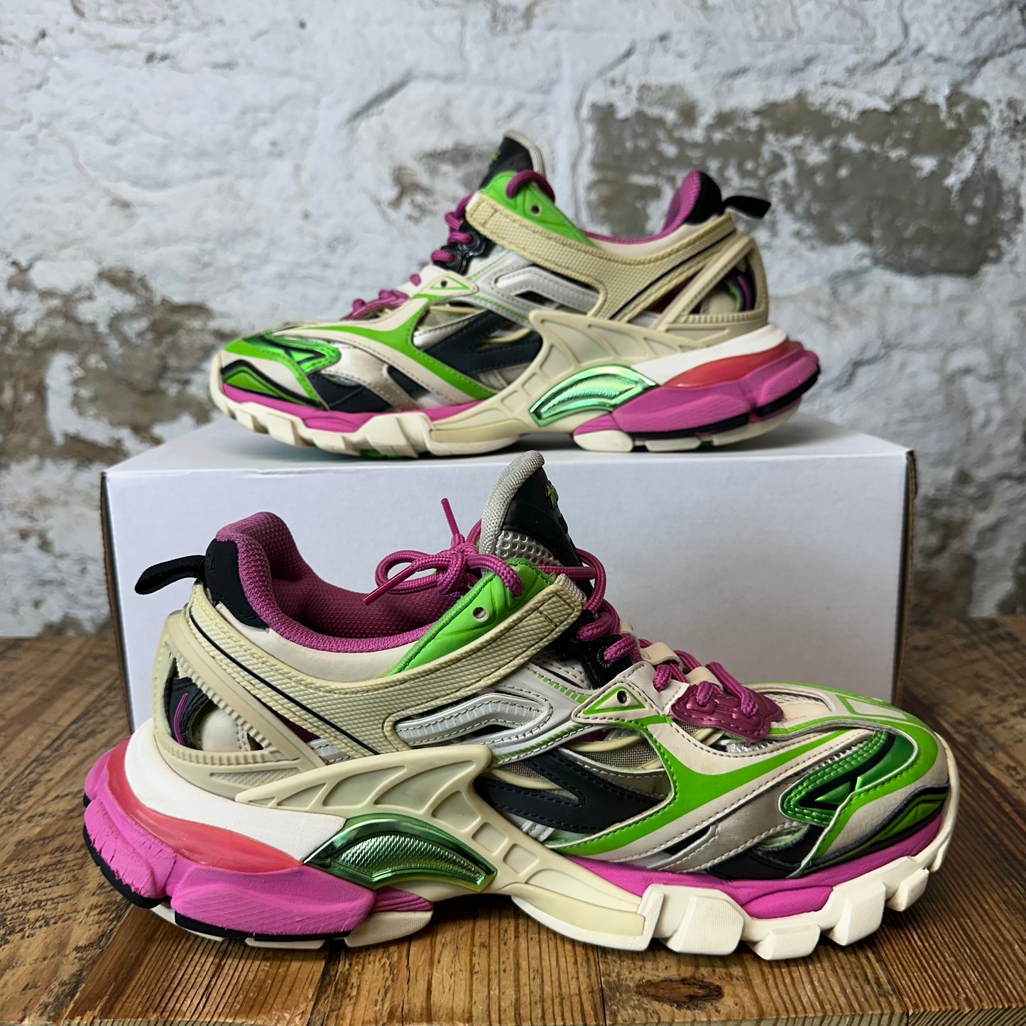 Balenciaga Track 2 Cream Green Pink Sneaker Sz 6.5 (39)