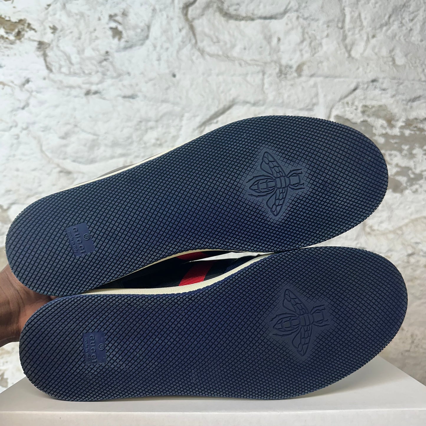 Gucci Screener Navy Grey White Sneaker Sz 11.5