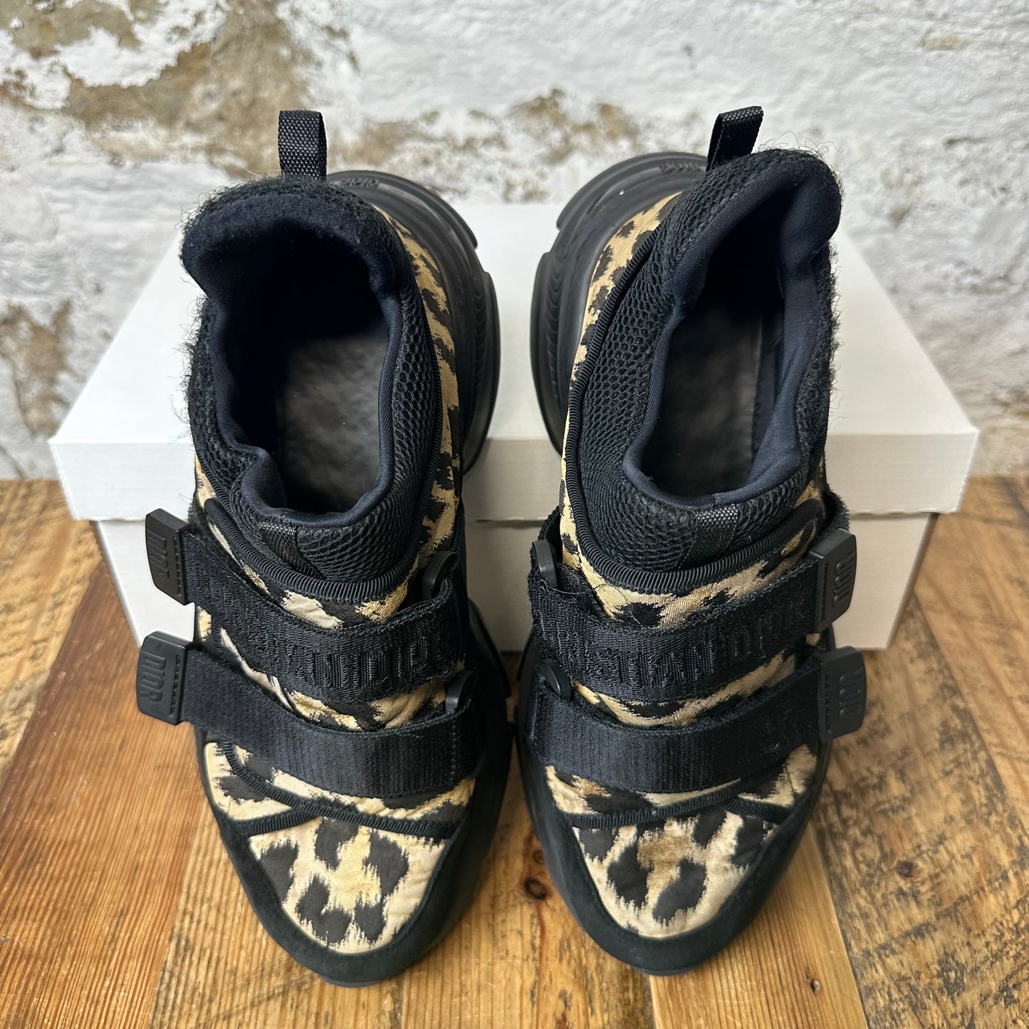 Dior D-Wander Leopard Print Black Sneaker Sz 6.5 (38.5) No Box