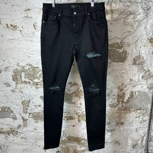 Amiri MX1 Green Paisley Black Denim Jeans Sz 34