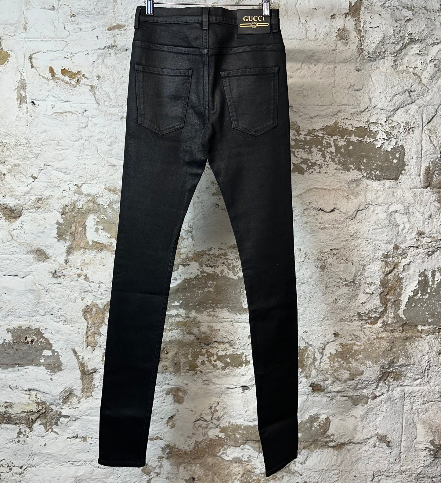 Gucci Plain Black Waxed Denim Jeans Sz 30 (28)