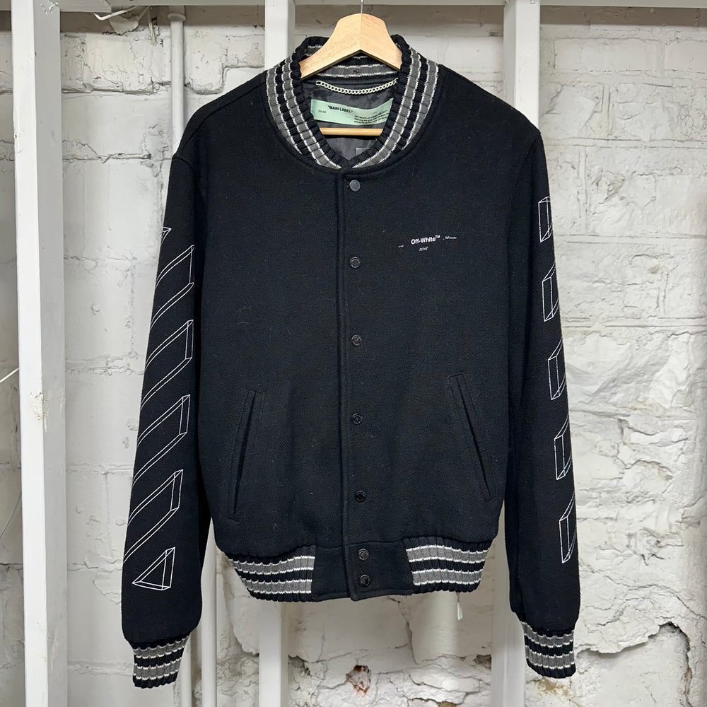 Off-White 3D Diagonals Wool Jacket Black Sz L