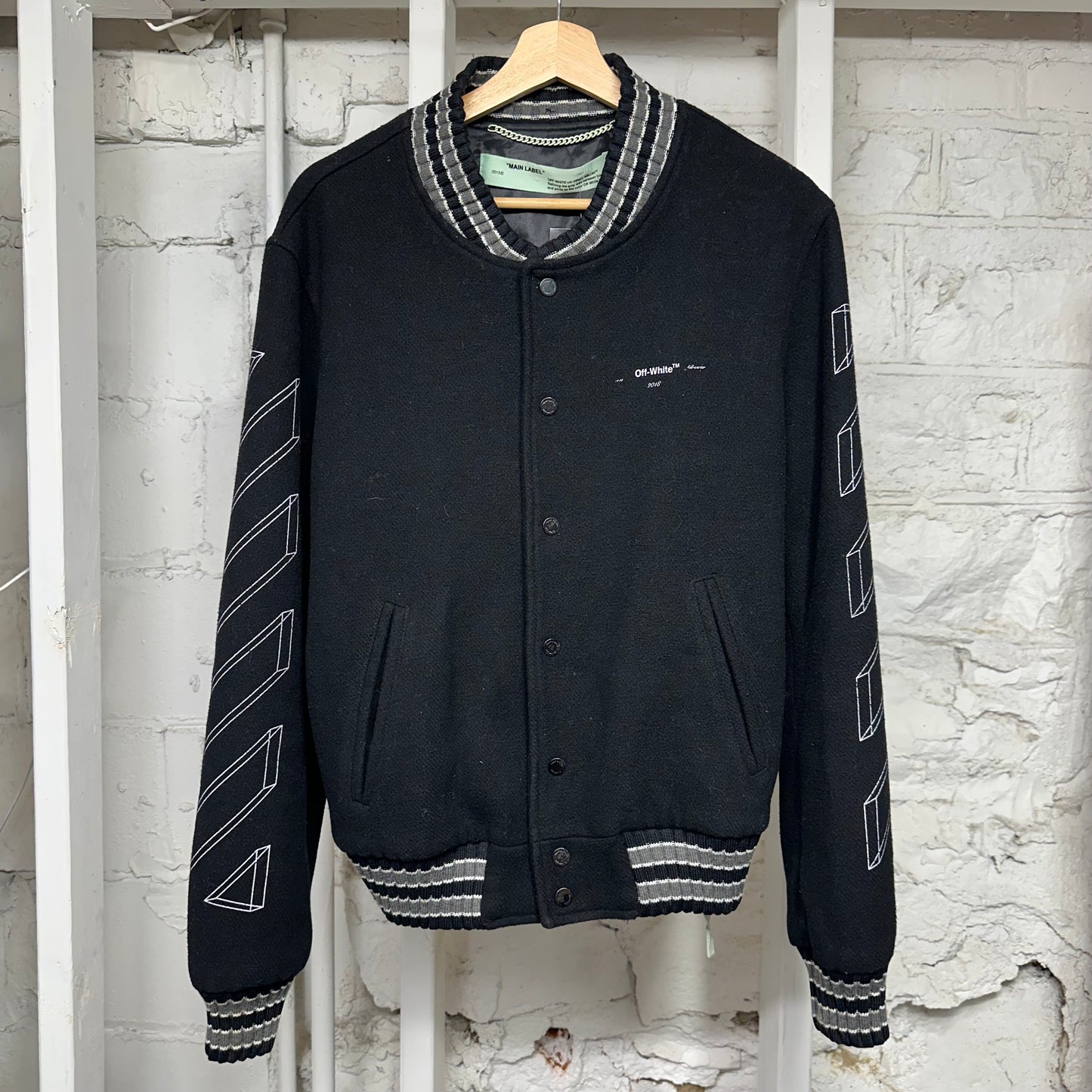 Off-White 3D Diagonals Wool Jacket Black Sz L
