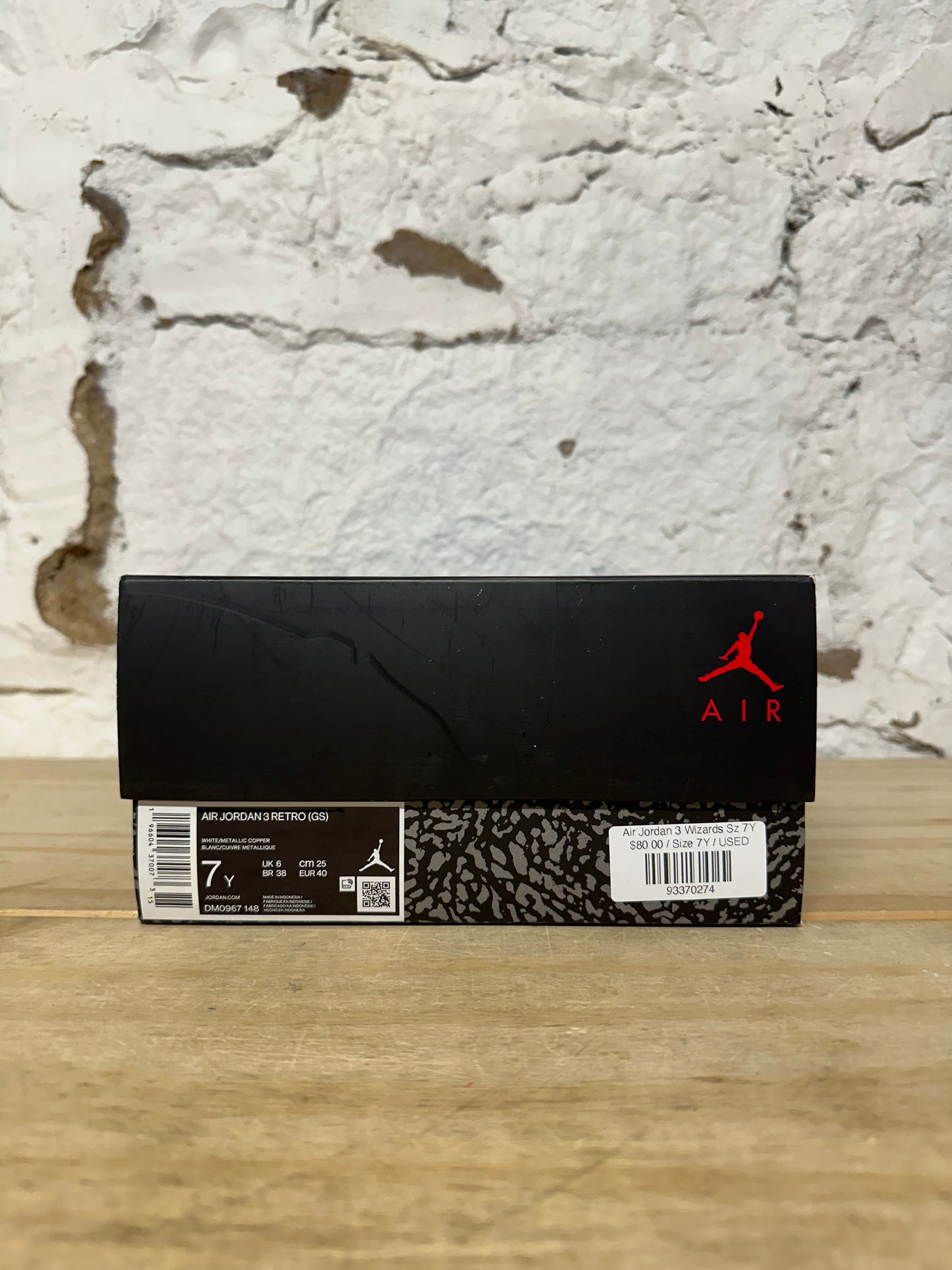 Air Jordan 3 Wizards Sz 7Y