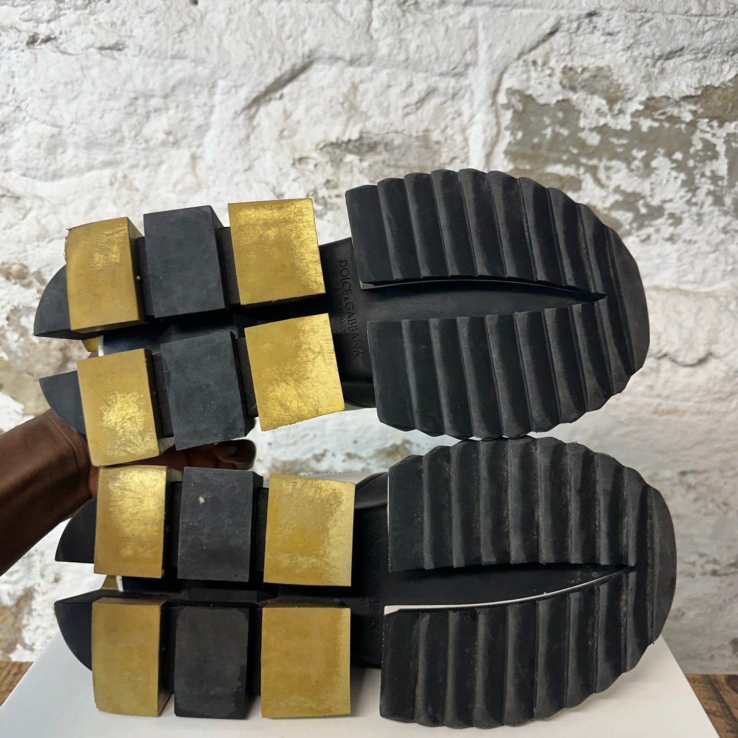 Dolce Gabbana Super King Black White Gold Sneaker Sz 9 No Box