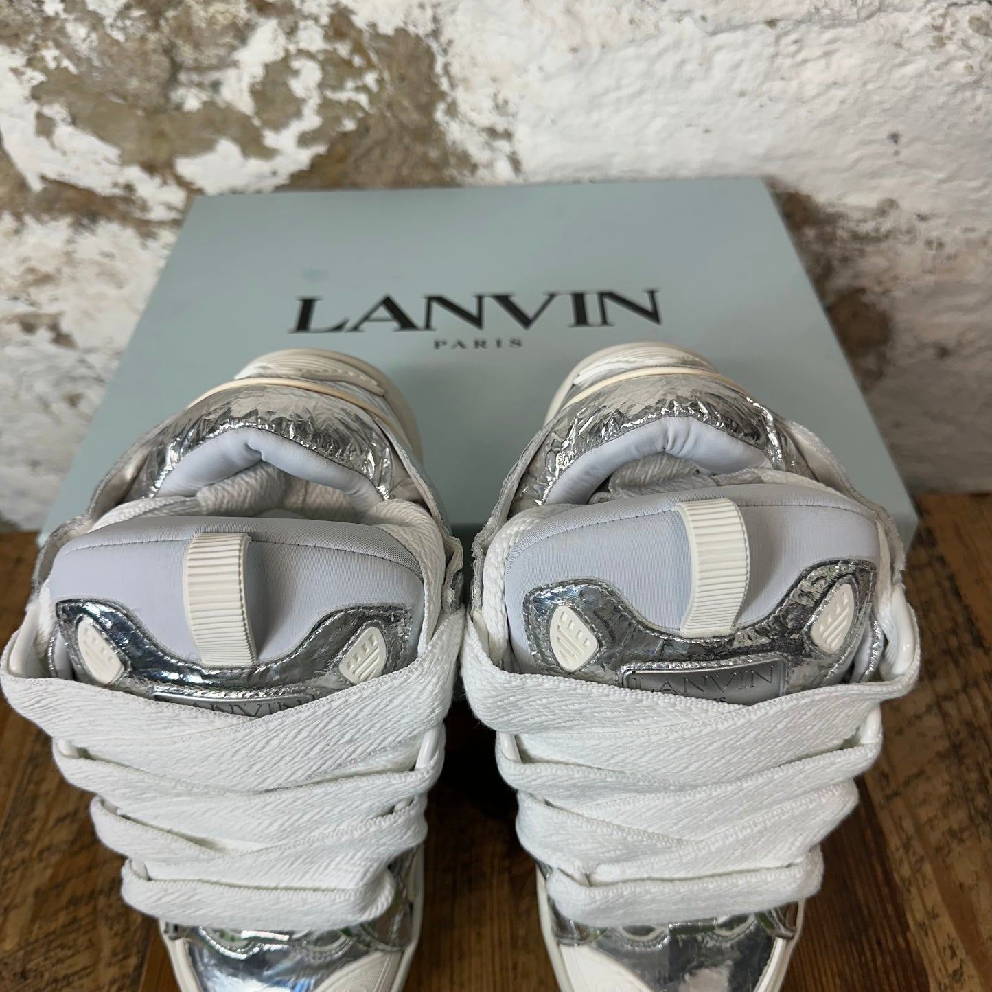 Lanvin Curb White Silver Foil Sneaker
