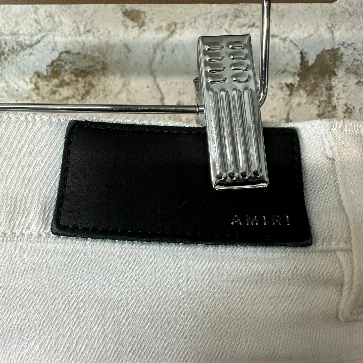 Amiri MX1 White Leather White Denim Jeans Sz 31