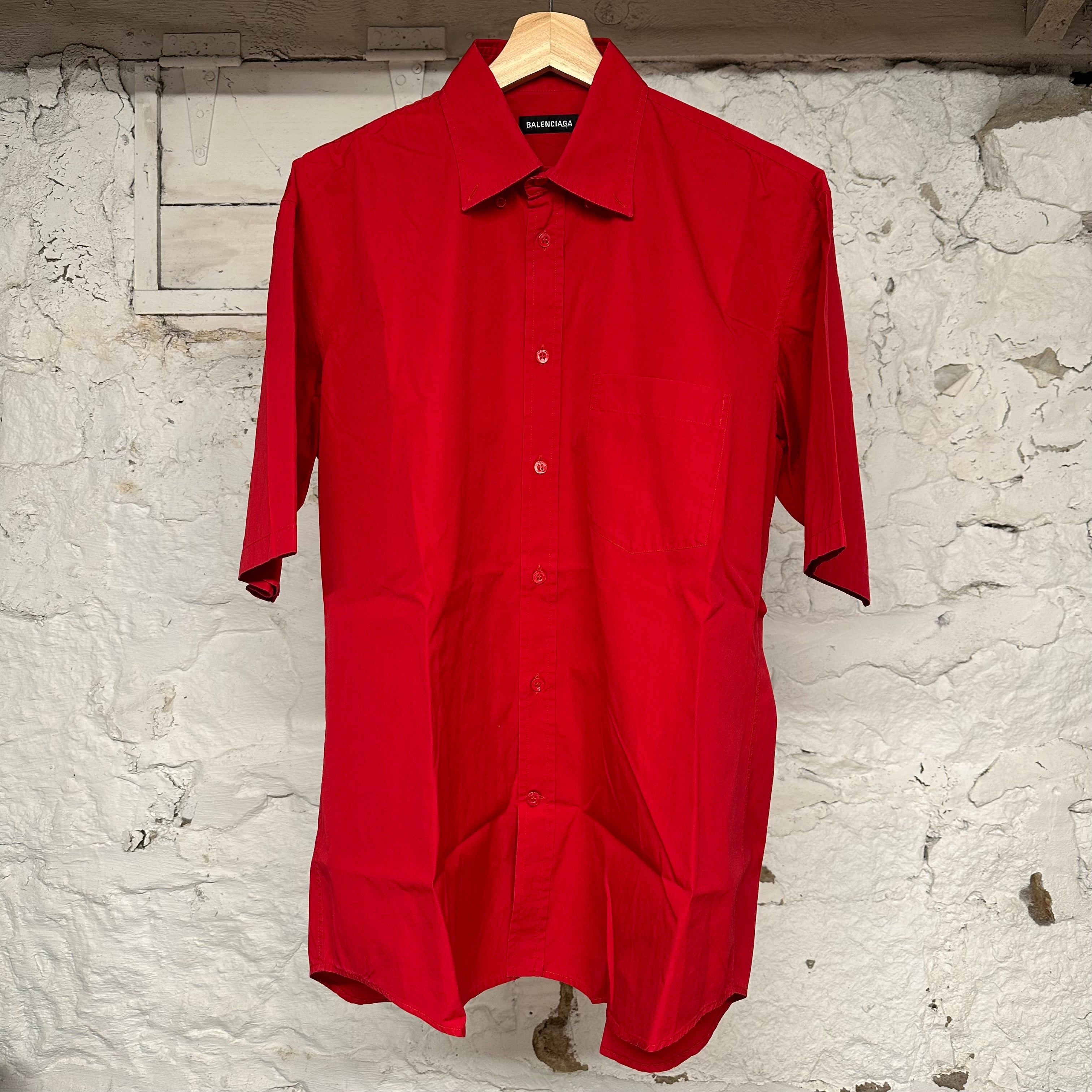Balenciaga Red Button Up Shirt Sz XL