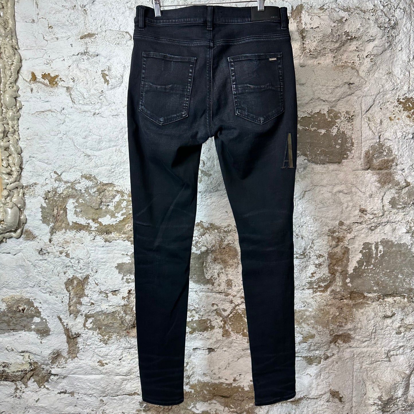 Amiri MX1 Camo Spell Black Denim Jeans Sz 34