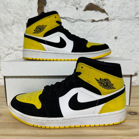 Air Jordan 1 Mid Black Yellow Toe Sz 8.5