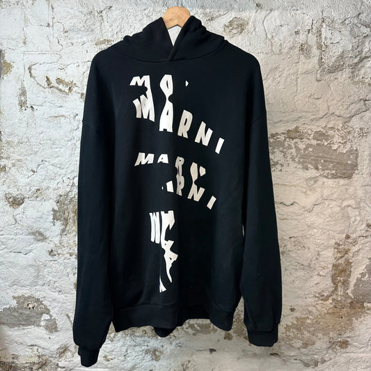 Marni Falling White Spell Black Hoodie Sz XL (52)