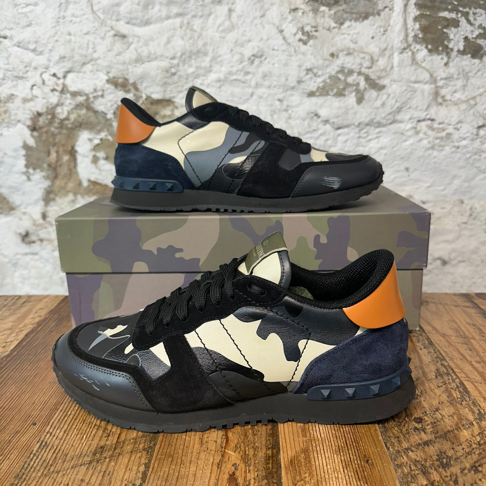 Valentino Blue Camo Black Rock Runner Sneaker Sz 8 (41)