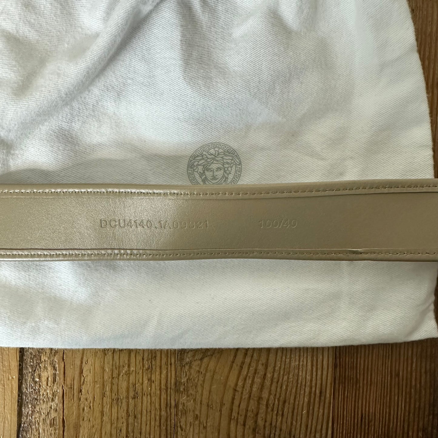 Versace Gold Buckle Fabric Jacquard Belt Sz (100)