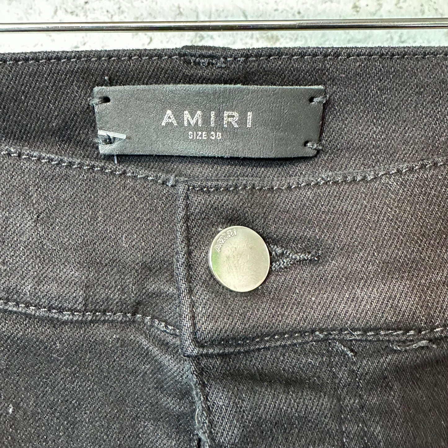 Amiri Blue Gradient Bones Black Denim Jeans Sz 38