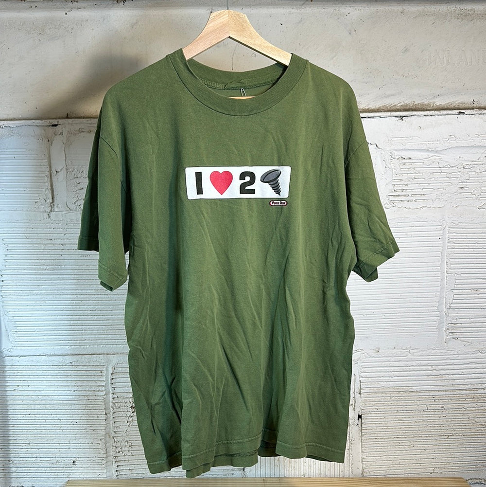 I Love to Screw Pornstar Green Tee Sz L