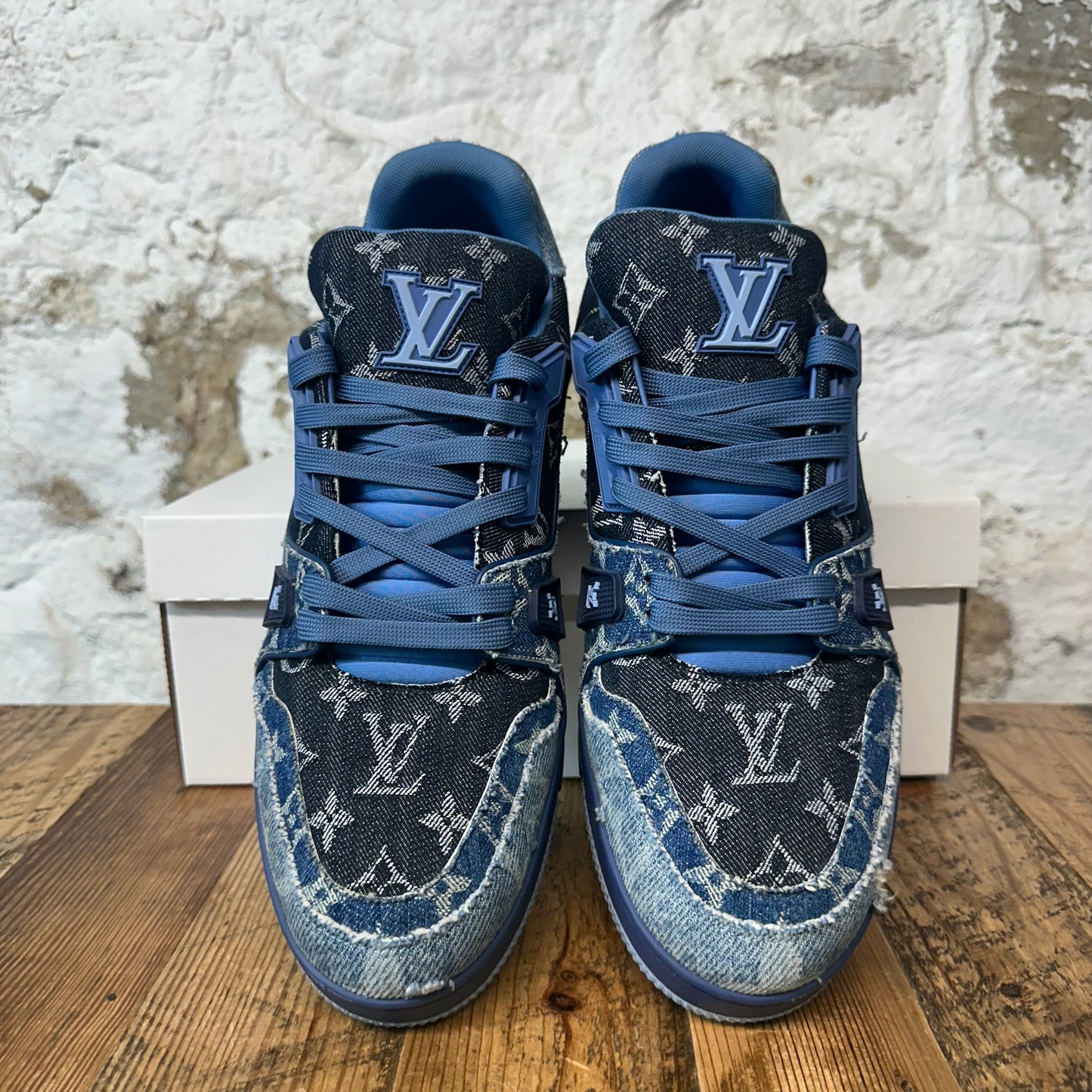 Louis Vuitton Blue Denim Patchwork Trainer Sz 10.5 (9LV) No Box