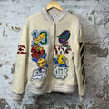 Off White Patch Embelished Varsity Jacket Cream Sz M (48)