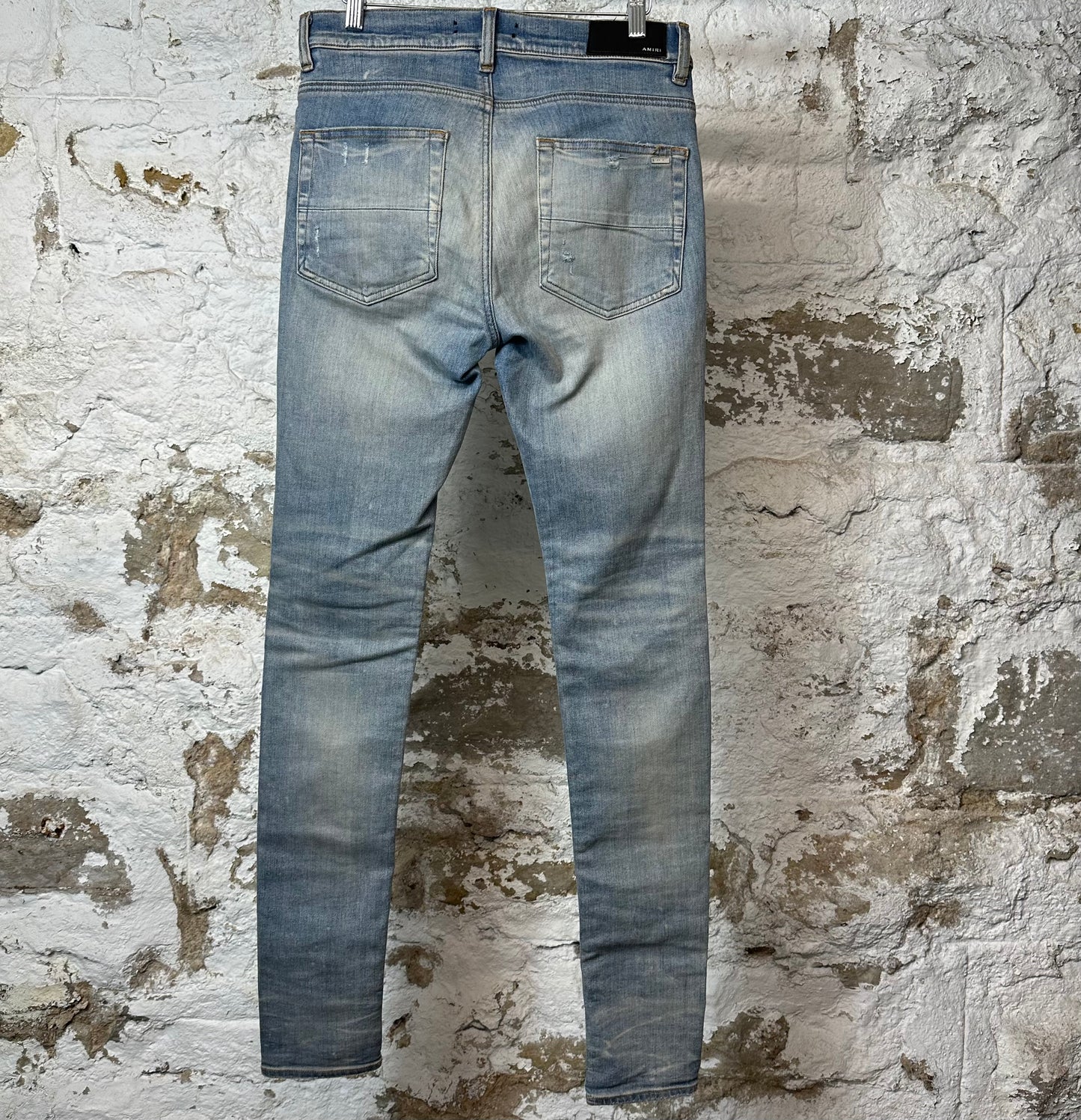Amiri MX1 Cream Suede Blue Denim Jeans Sz 30