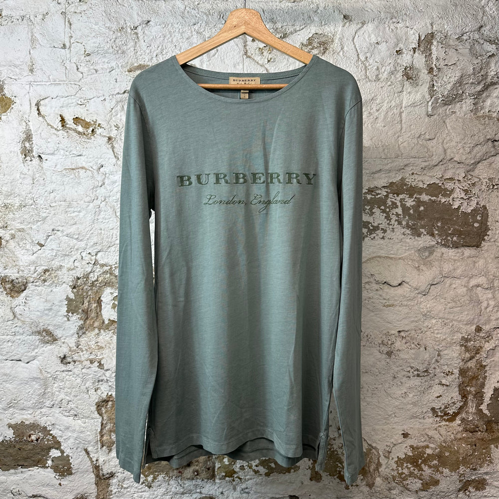 Burberry Spellout Cyan Green L/s Sz L