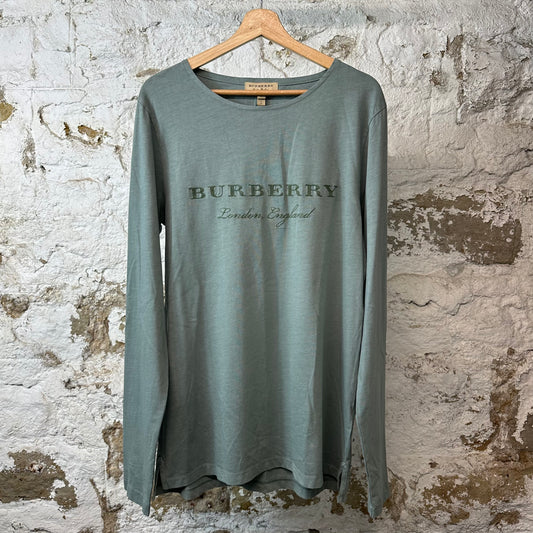Burberry Spellout Cyan Green L/s Sz L