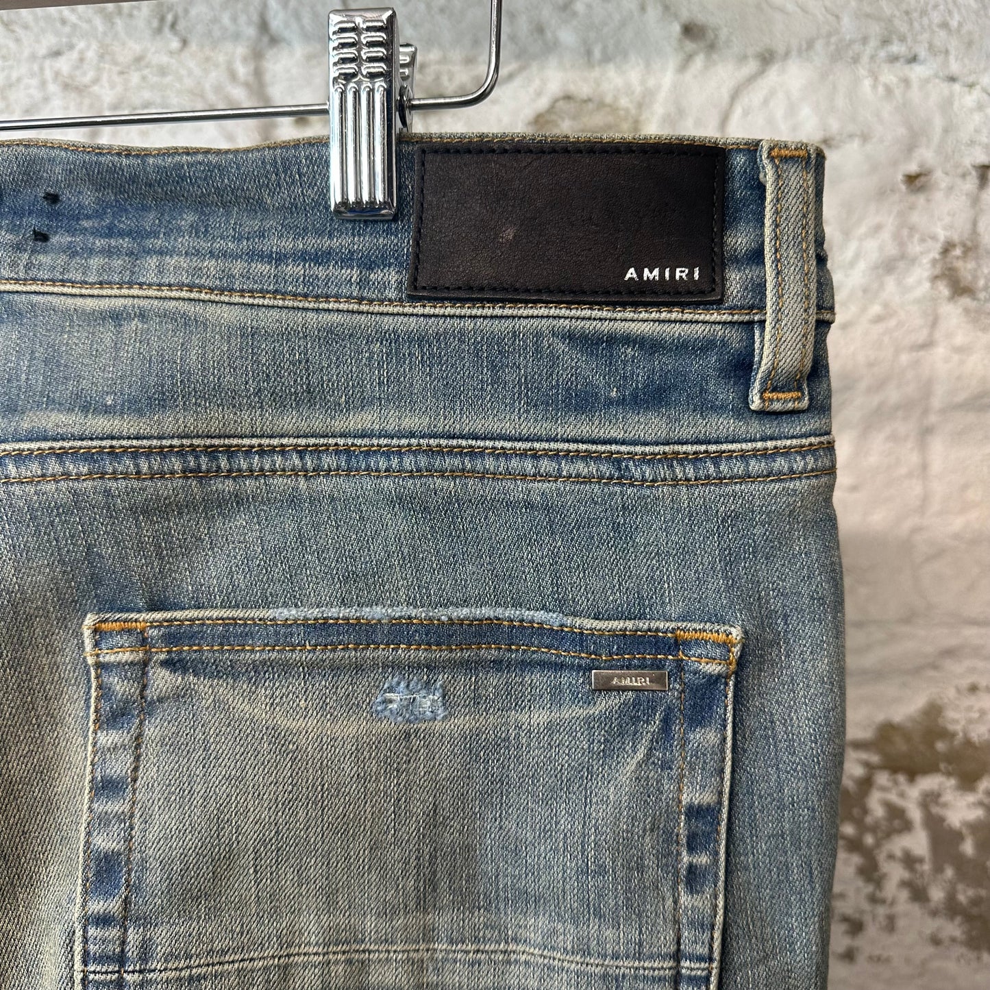 Amiri Orange TGCW Blue Denim Jeans