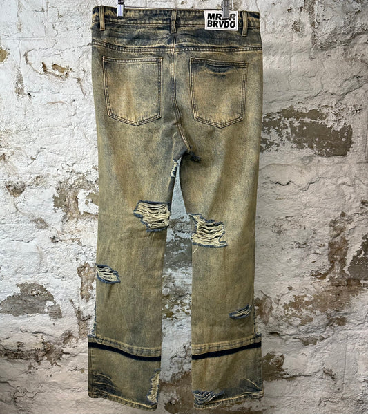 Who Decides War Gnarly Acid Blue Denim Jeans Sz 34
