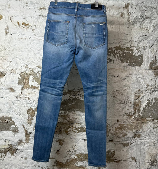 Amiri MX1 Aloha Patch Blue Denim Jeans Sz 32