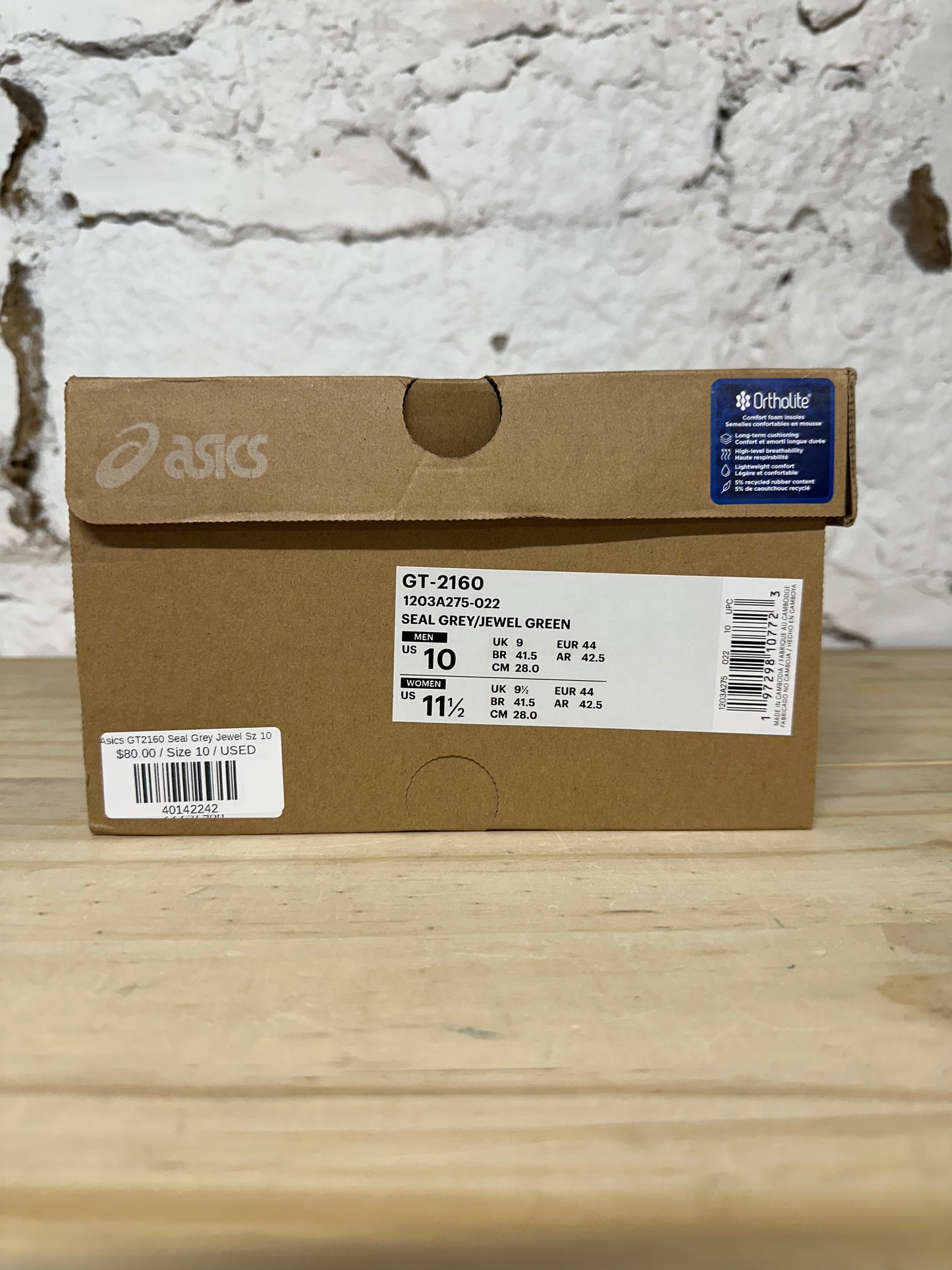 Asics GT-2160 Seal Grey Jewel Sz 10