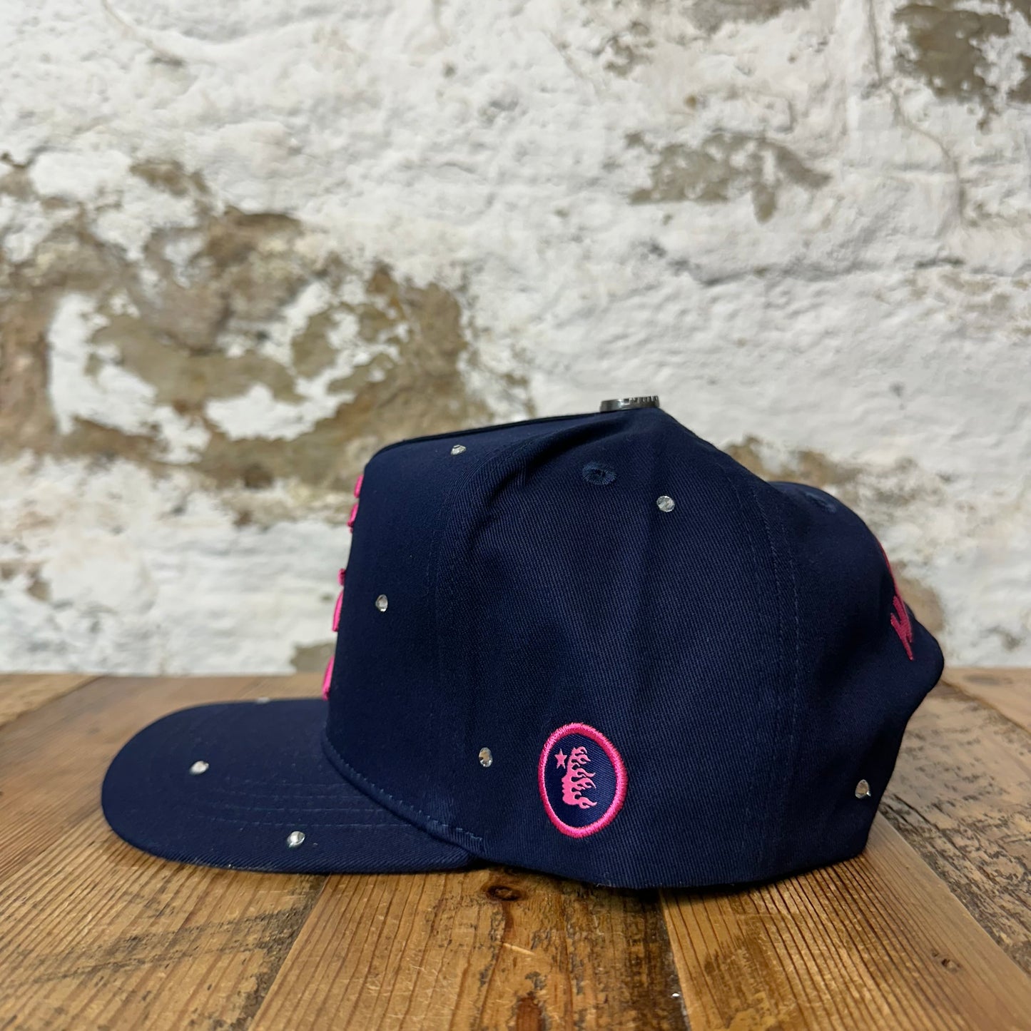 Hellstar OG Logo Navy Rhinestone Snapback Hat