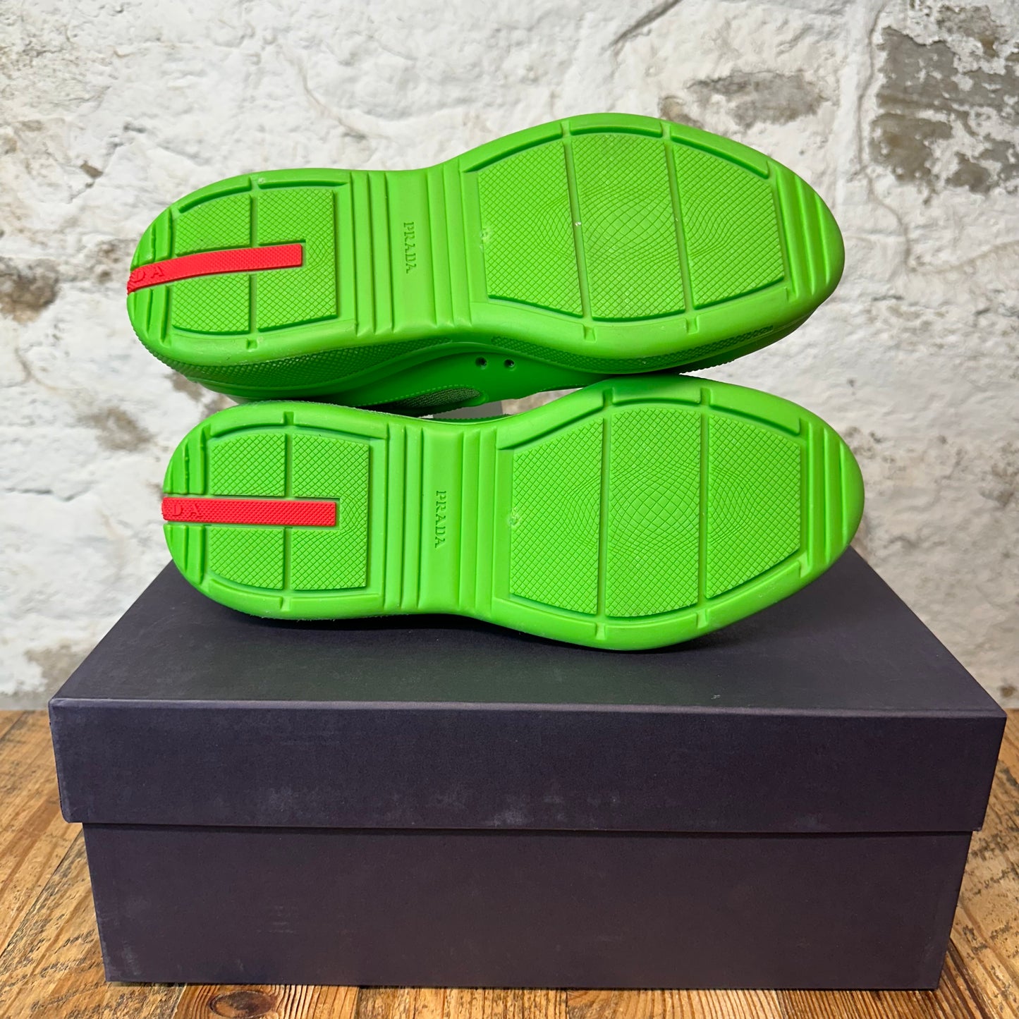Prada Americas Cup Green Rubber Sneaker Sz 7 (40) DS