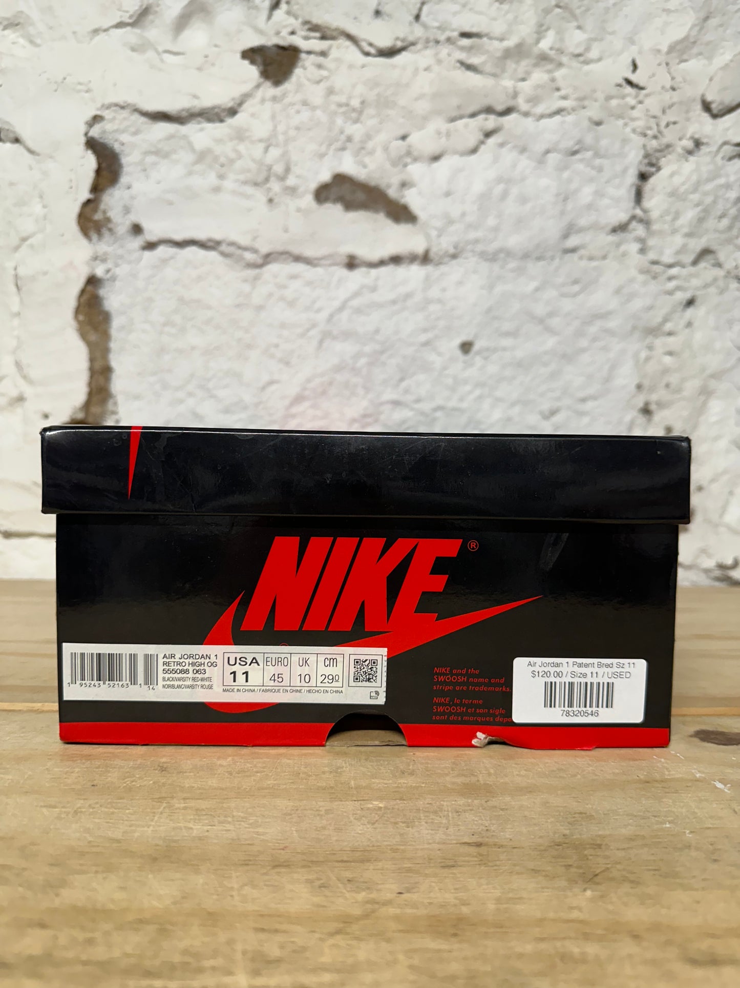 Air Jordan 1 High Patent Bred Sz 11