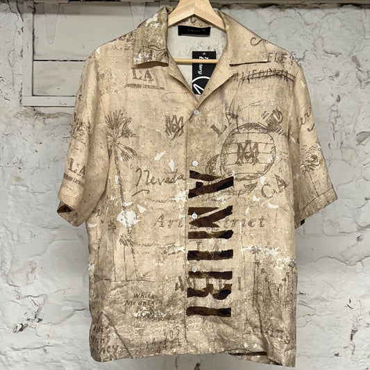 Amiri Cement Back Spellout Button Up Sz S