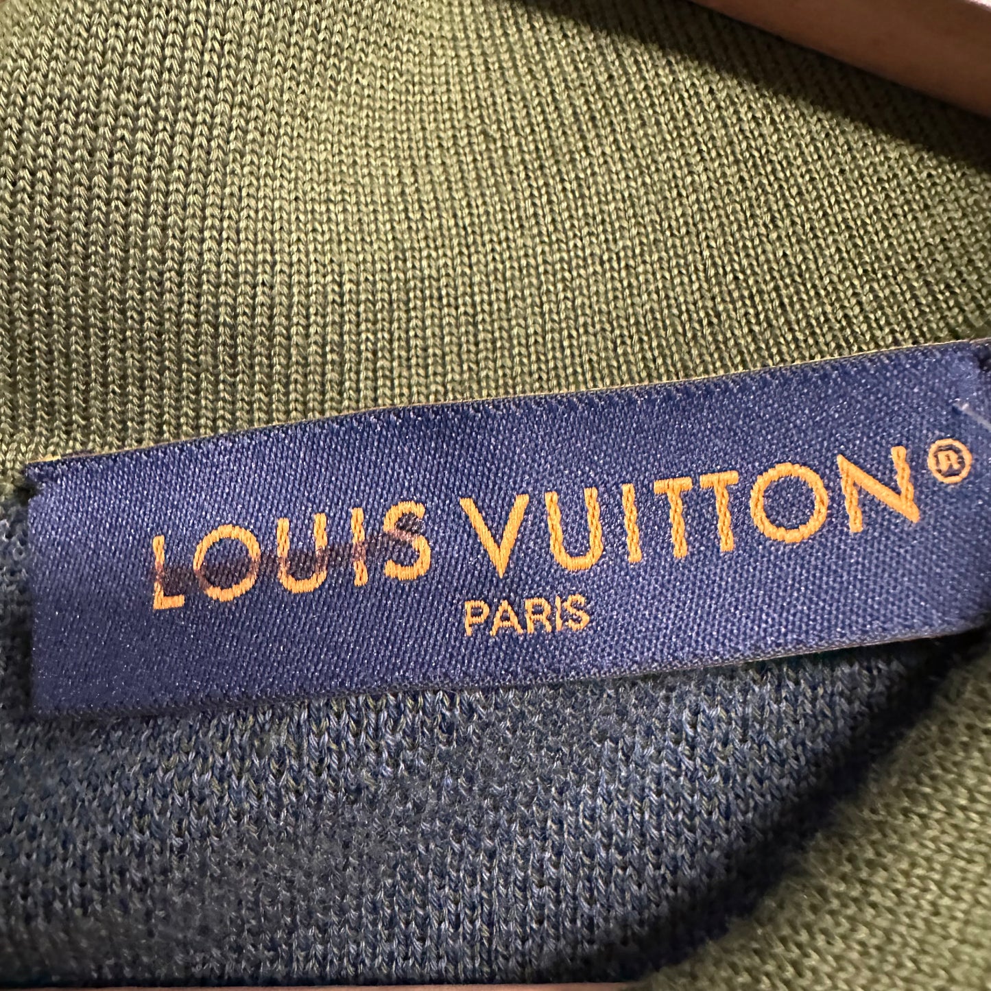 Louis Vuitton Blue Green Monogram Knitted Polo L/s Sz XL