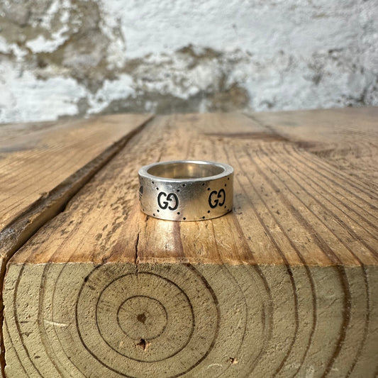 Gucci Adidas GG Logo SIlver Ring Sz 8 (17G)